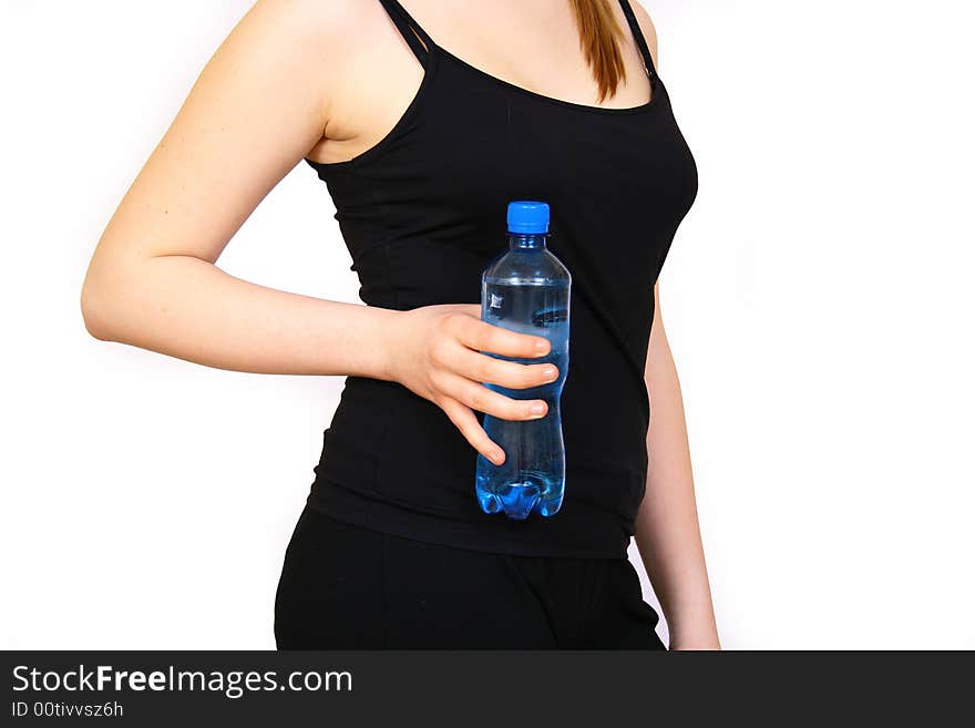 Woman with bottle water fitness day