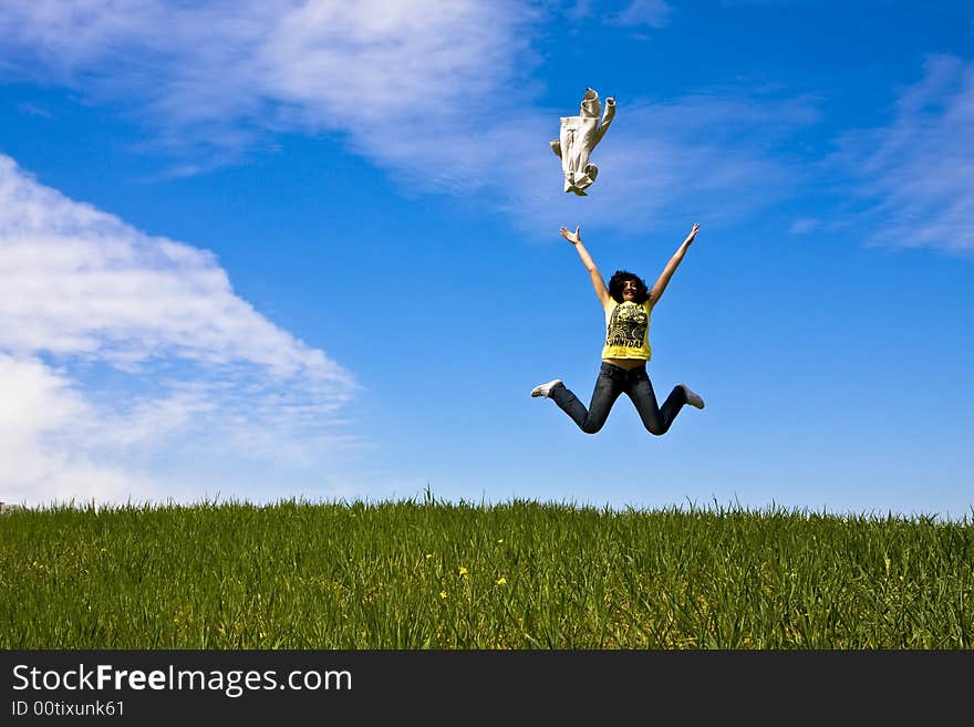 Flying Happy Woman