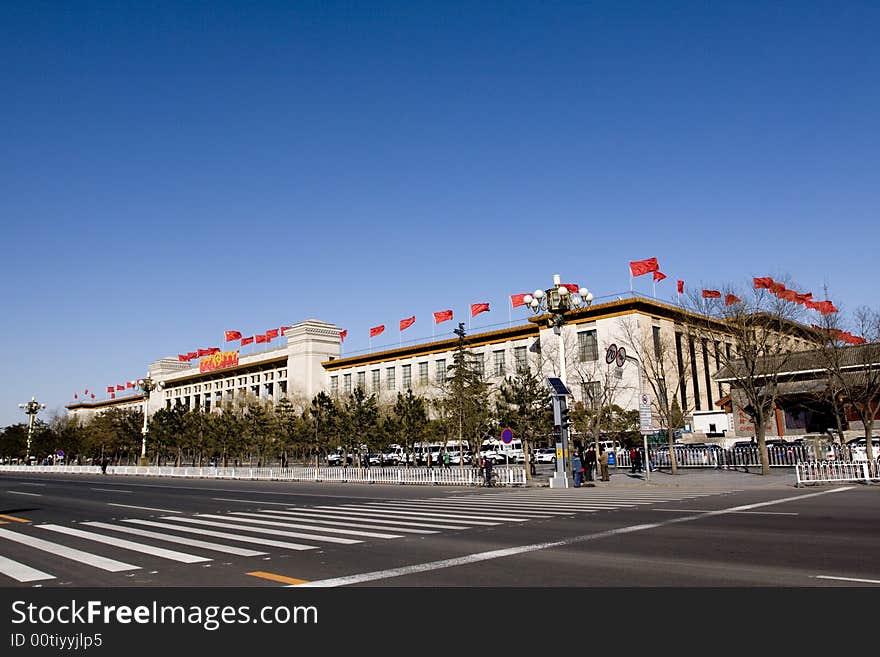 With total area of 440,000 square meters, Tiananmen (Gate of Heavenly Peace) Square can hold one million people, making it the largest city center square in the world and the spiritual heart of China, where the national flag is raised exactly at sunrise and lowered at sunset everyday by the PLA soldiers. With total area of 440,000 square meters, Tiananmen (Gate of Heavenly Peace) Square can hold one million people, making it the largest city center square in the world and the spiritual heart of China, where the national flag is raised exactly at sunrise and lowered at sunset everyday by the PLA soldiers.