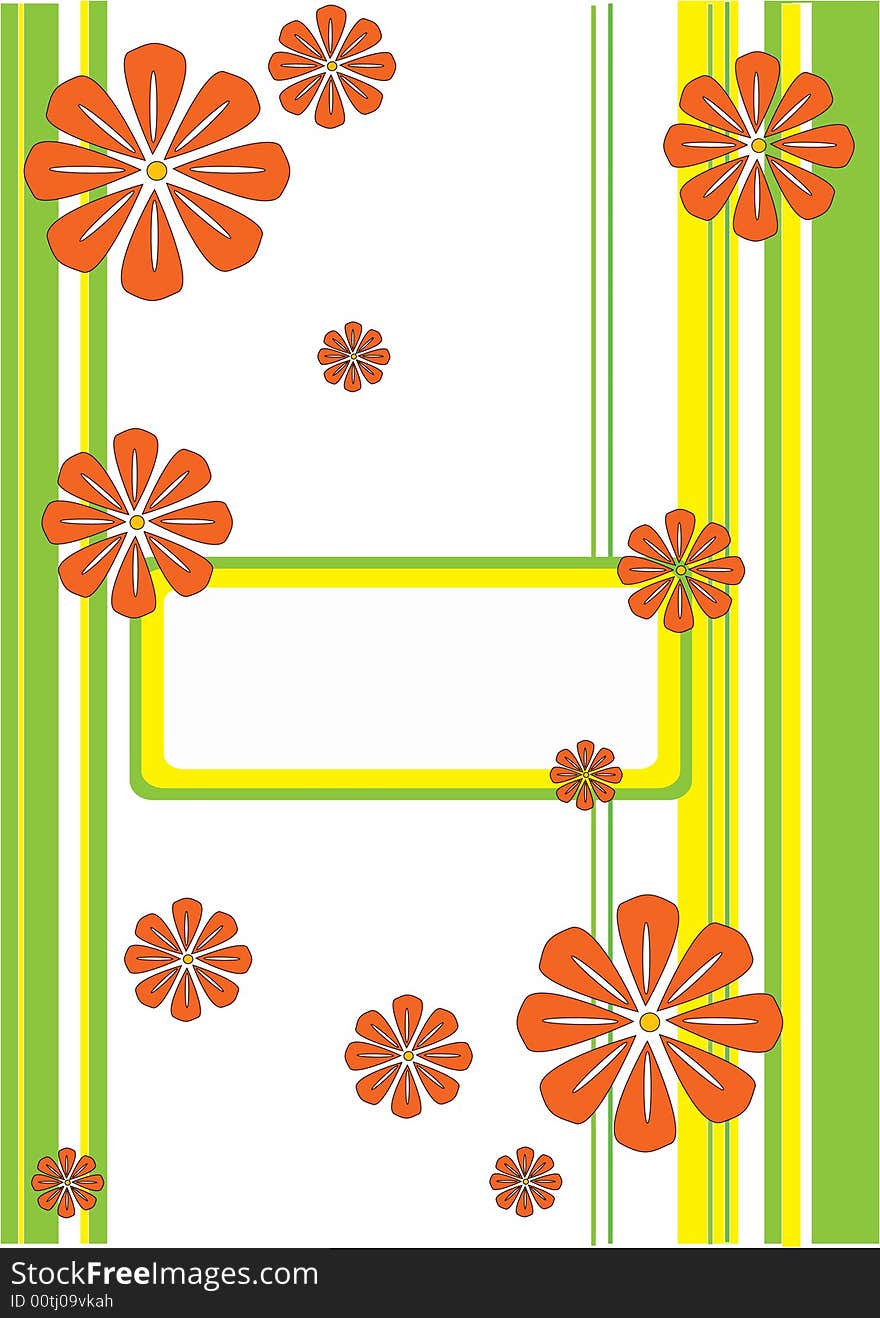 Green frame with colored flowers