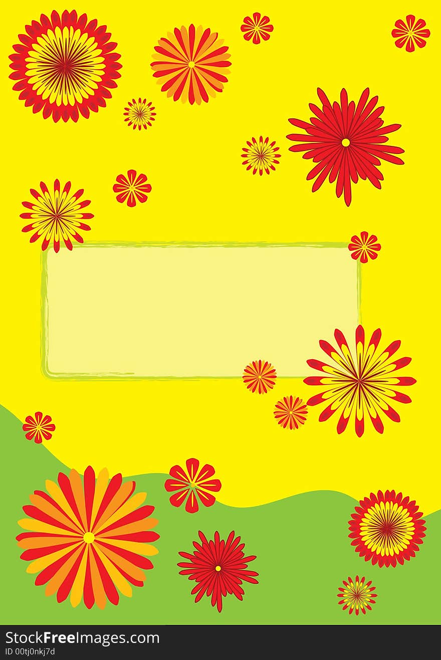 Yellow frame with colored flowers