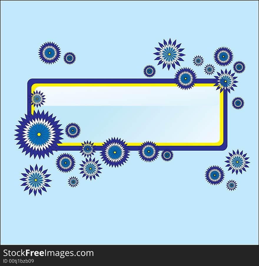 blue frame with colored flowers. blue frame with colored flowers