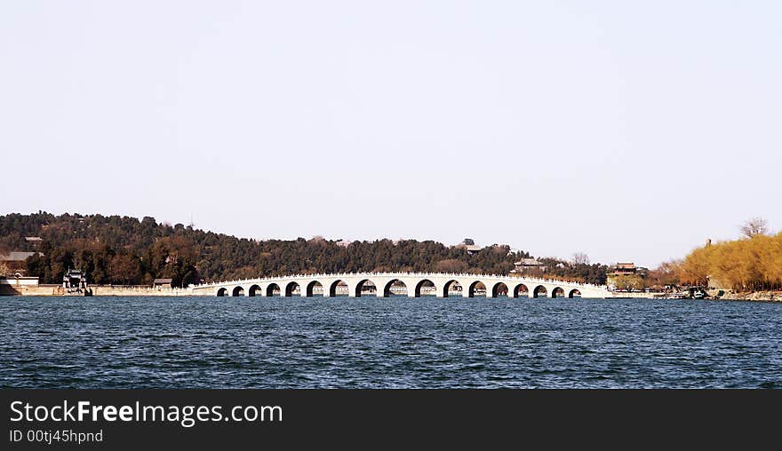 Beijing China lake pier sky Bridge