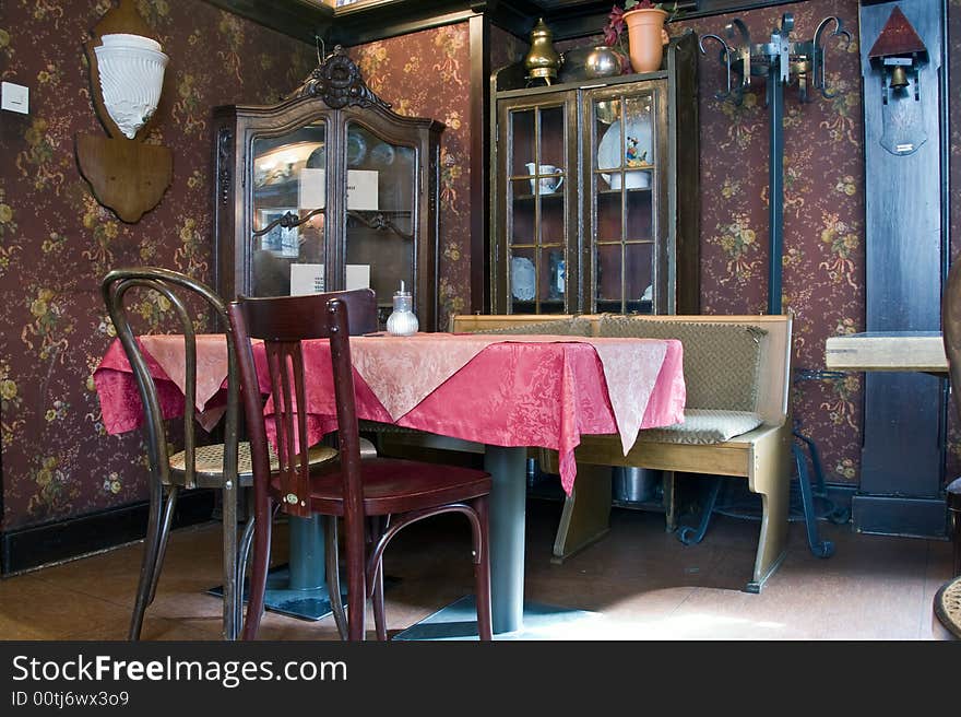 Interior of old restaurant in Aachen, Germany