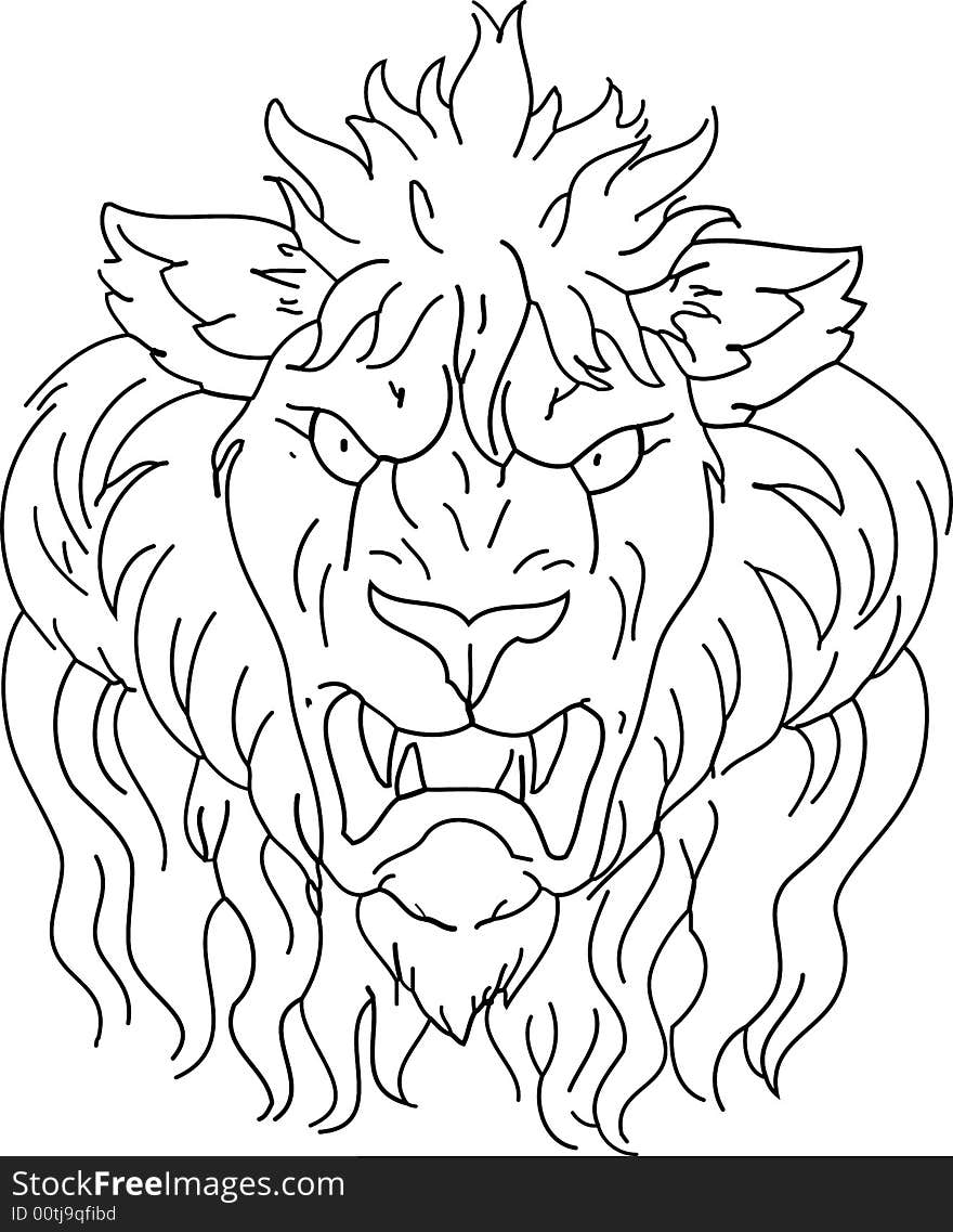 Illustration of a furious lion