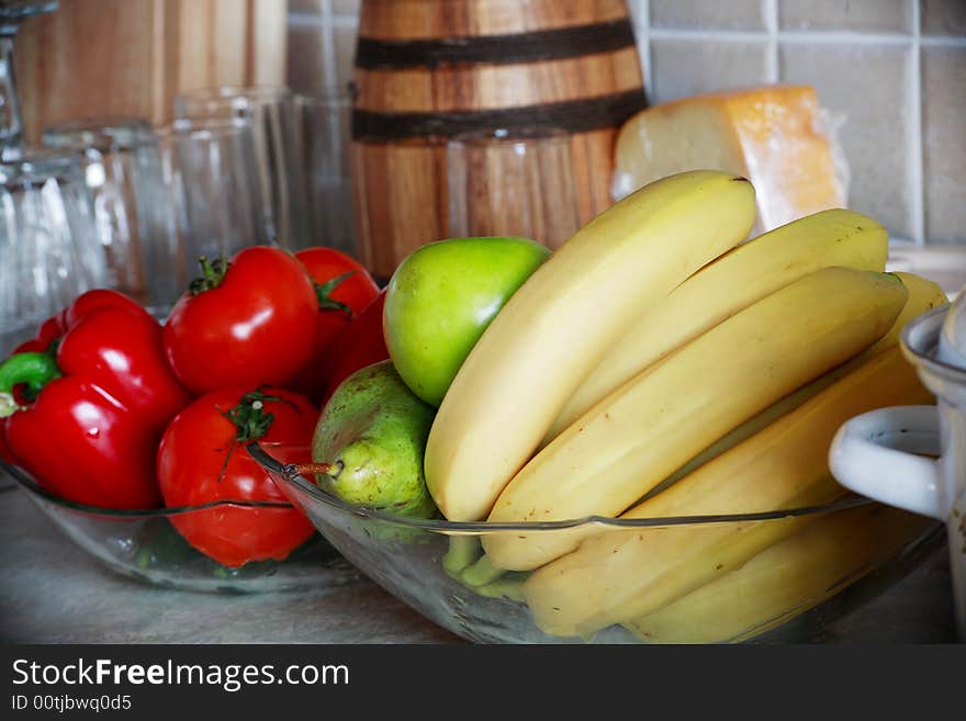 Fresh Vegetables, Fruits and other foodstuffs. Shot in a studio. Fresh Vegetables, Fruits and other foodstuffs. Shot in a studio.