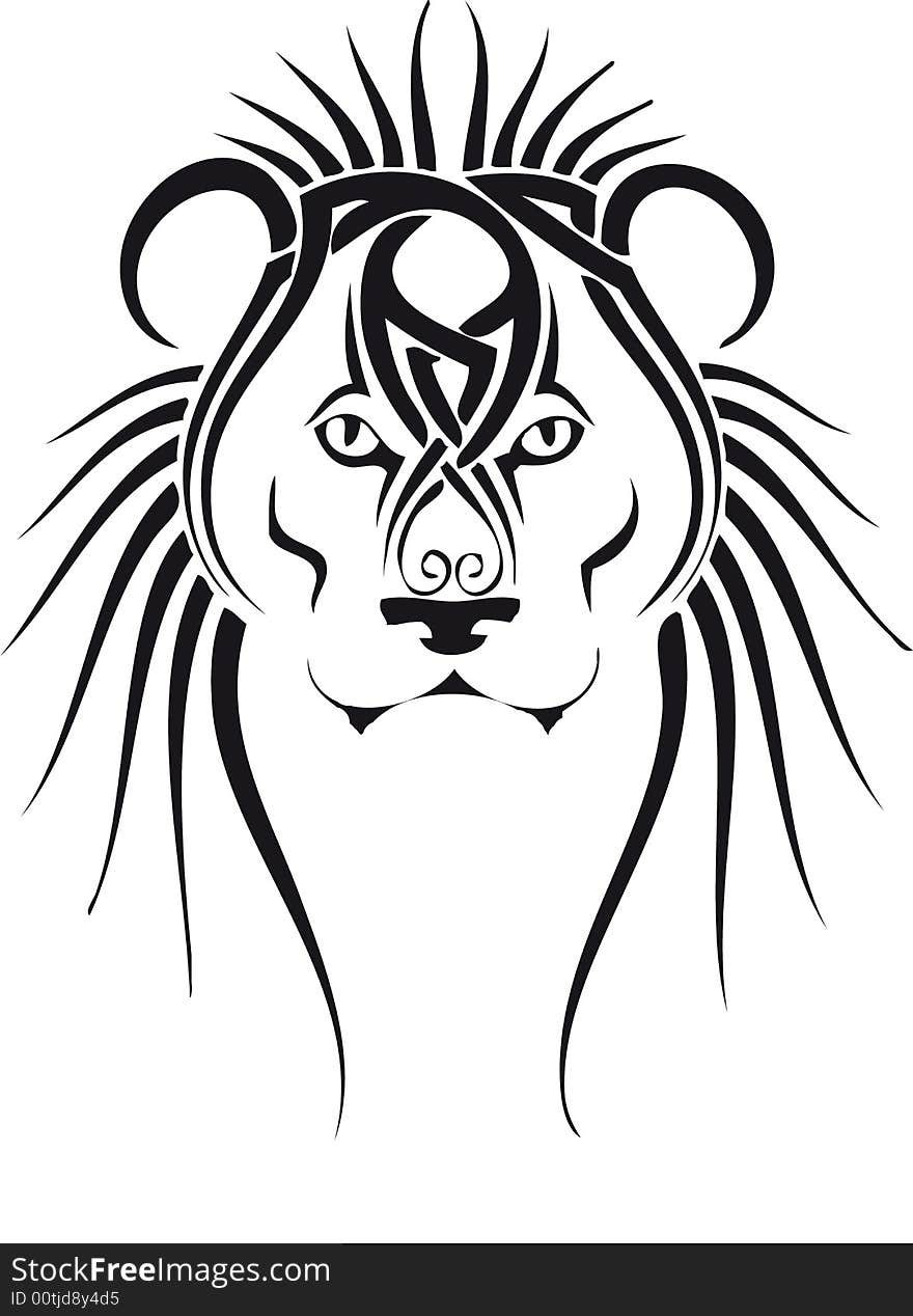 Illustration of a tribal head lion. Illustration of a tribal head lion