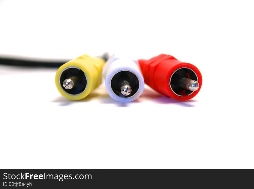 Video plugs, red white and yellow