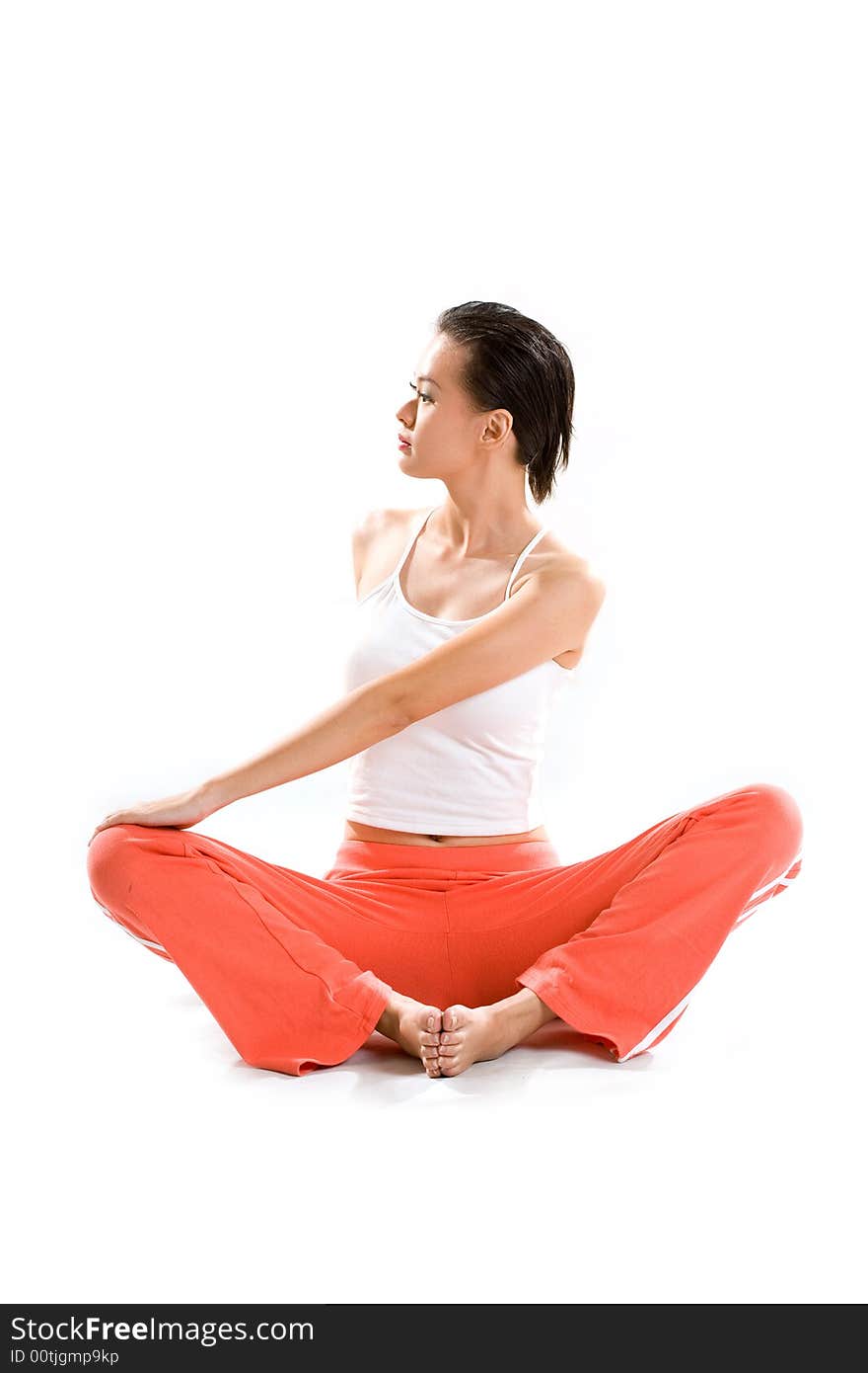 Healthy woman sitting doing yoga. Healthy woman sitting doing yoga