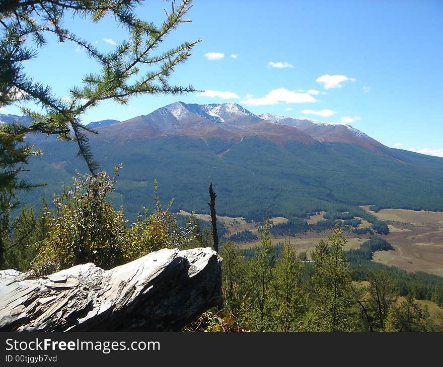 Beautiful view of mountain ranges with trees in xing-jiang province, china. Beautiful view of mountain ranges with trees in xing-jiang province, china