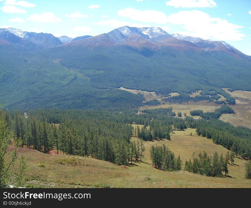 Beautiful view of mountain ranges with trees in xing-jiang province, china. Beautiful view of mountain ranges with trees in xing-jiang province, china