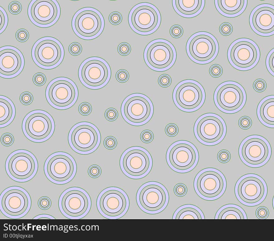 Illustrated seamless tile made of soft lilac circles and pink spots on a light gray background. Illustrated seamless tile made of soft lilac circles and pink spots on a light gray background