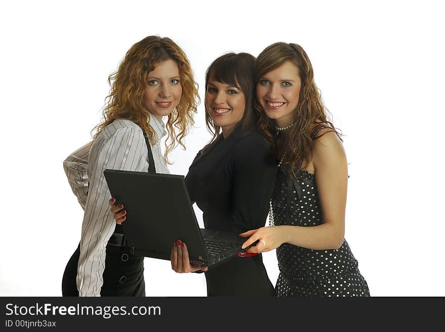 Business team with laptop isolated