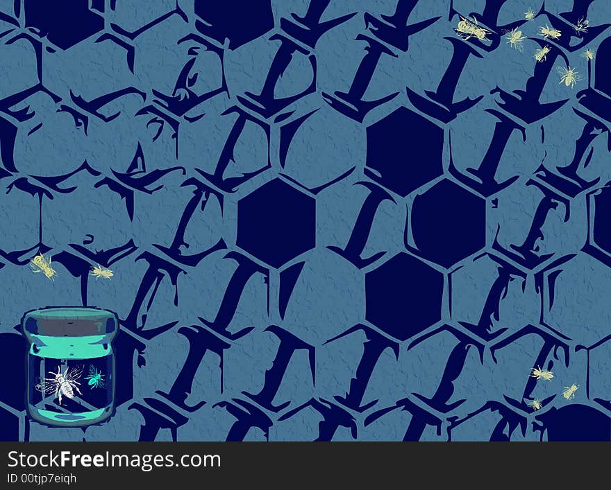 Abstract blue honeycomb