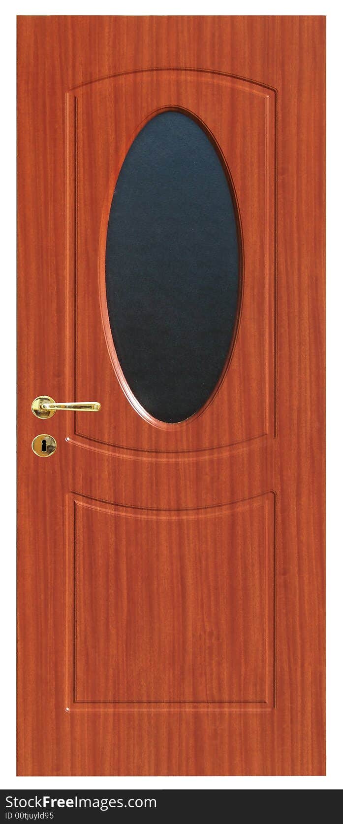 Wooden door with brass doorknob