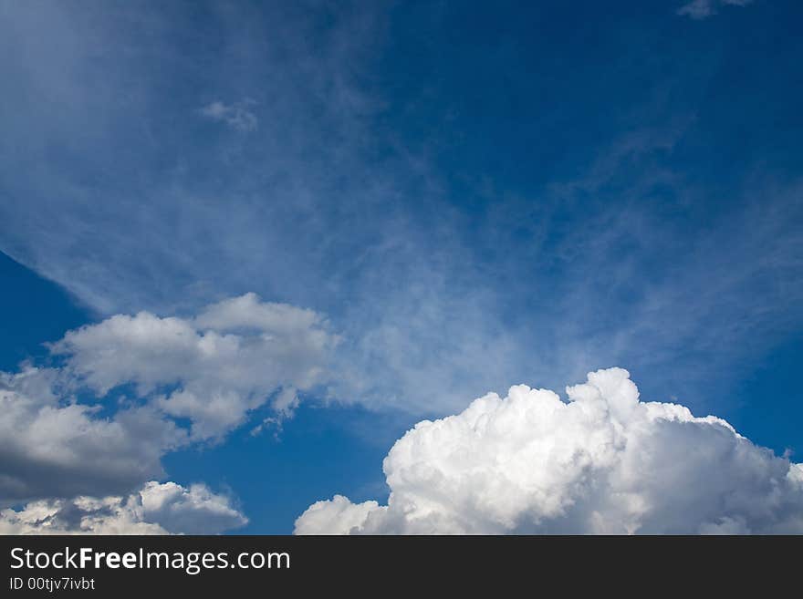 Blue and stormy sky full of different clouds. Blue and stormy sky full of different clouds