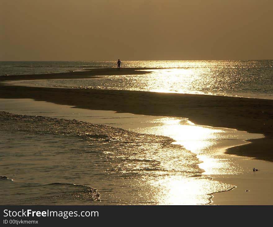 Golden beach for alone walkers. Golden beach for alone walkers.