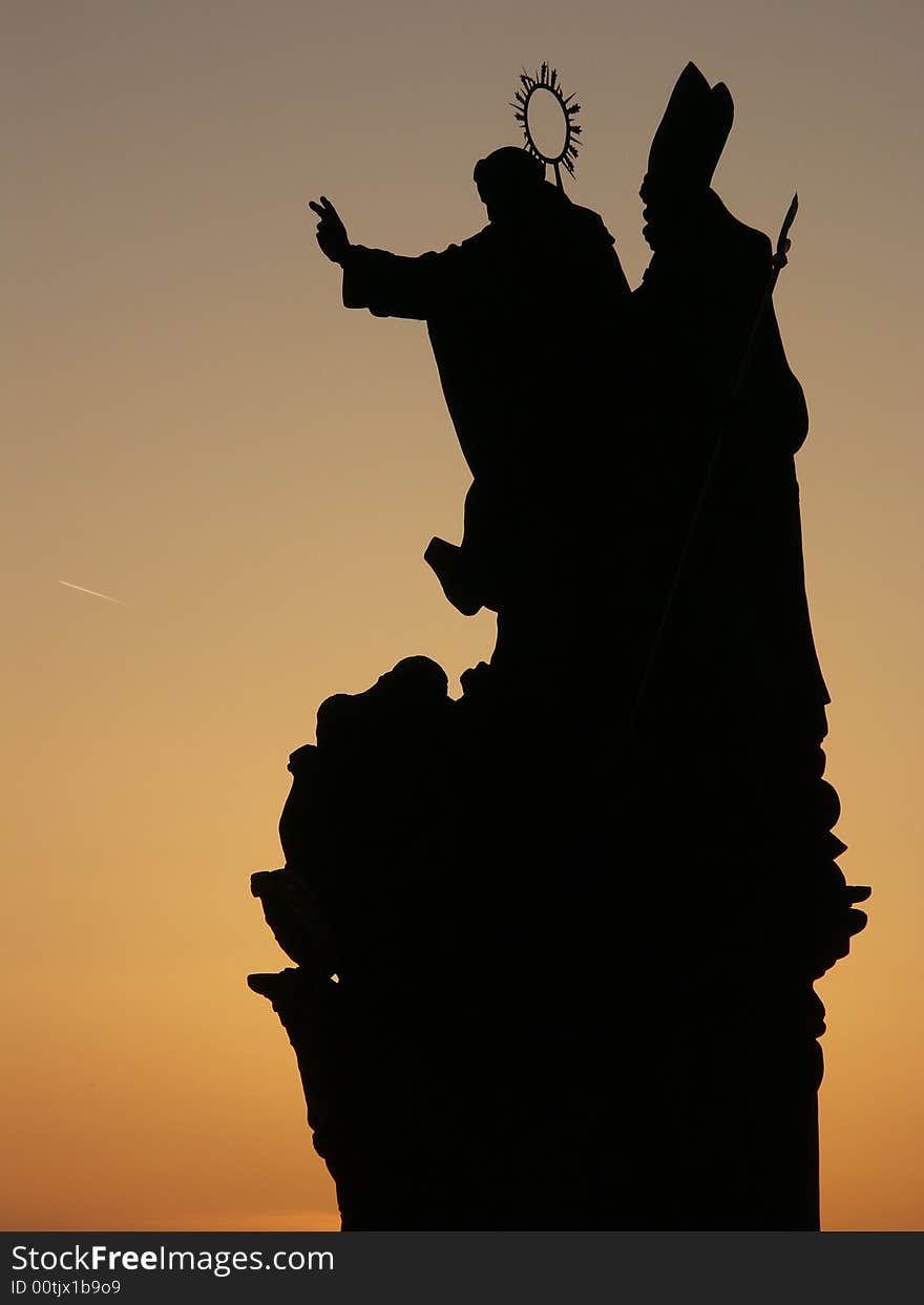 Silhouette statue on Charles Bridge. Silhouette statue on Charles Bridge.