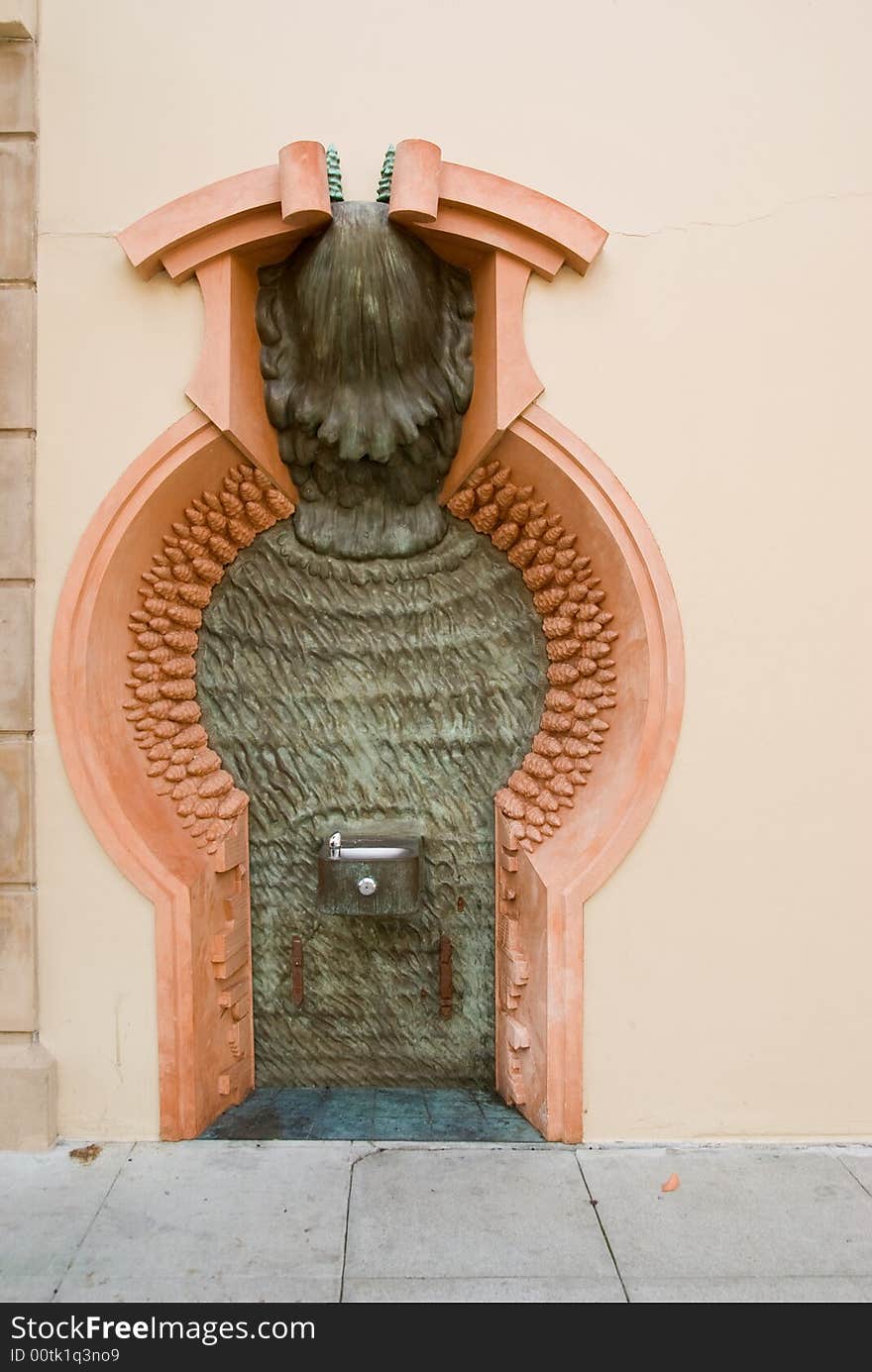 Modern drinking water fountain on street of Palo Alto, California