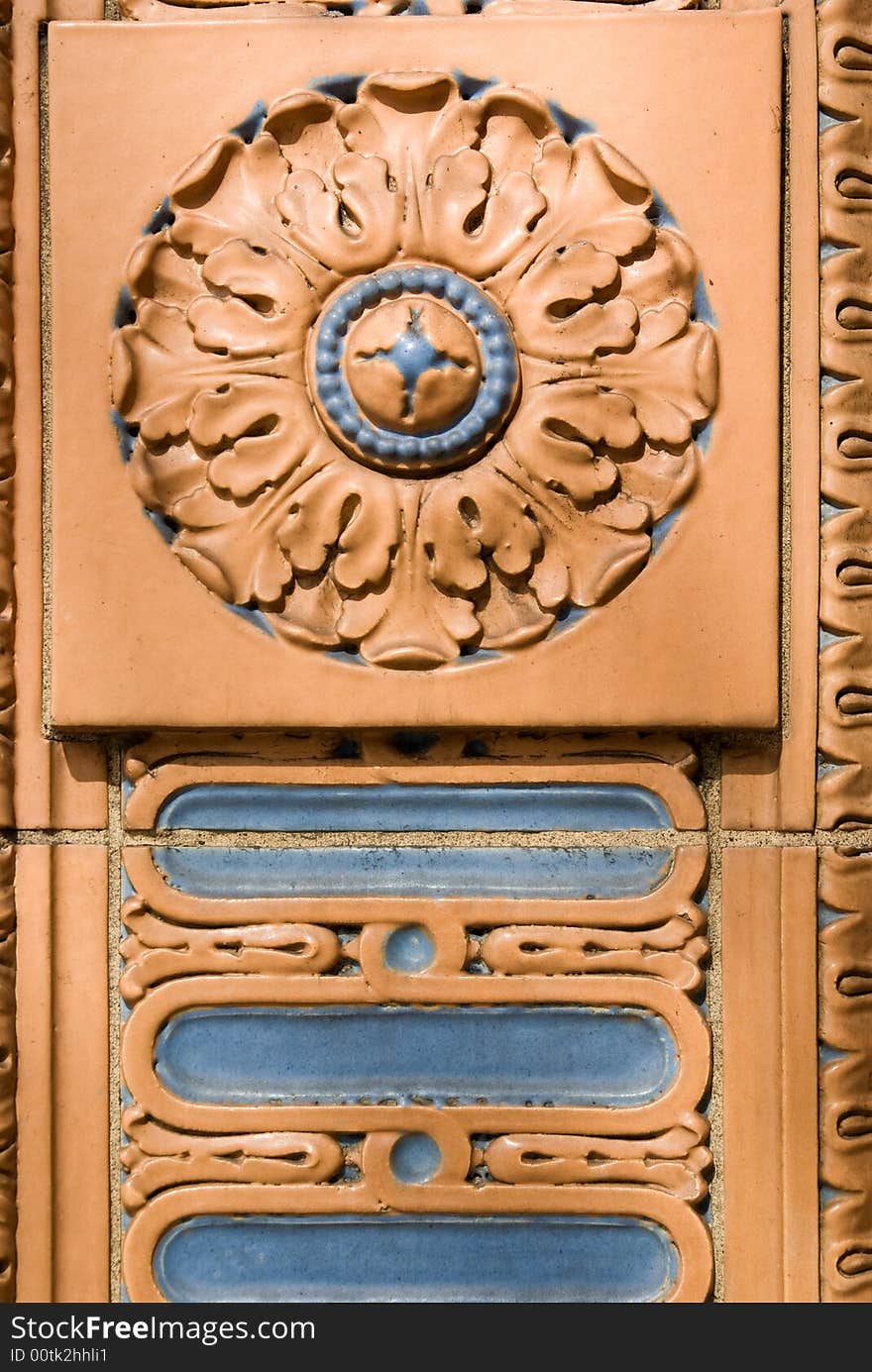 Closeup details of ornate classic wall decoration