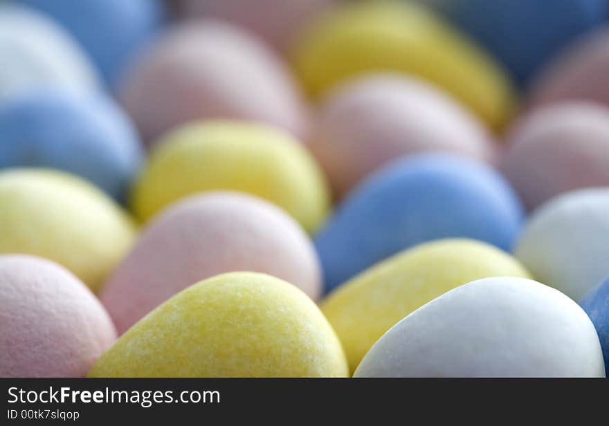 Colorful image of egg-shaped candies for Easter background. Colorful image of egg-shaped candies for Easter background