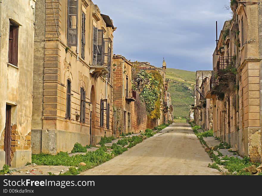 Those that remains of the main street destroyed from the earthquake of 1968. Those that remains of the main street destroyed from the earthquake of 1968