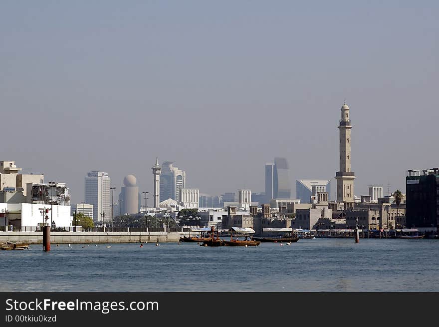 View on modern Dubai from old town