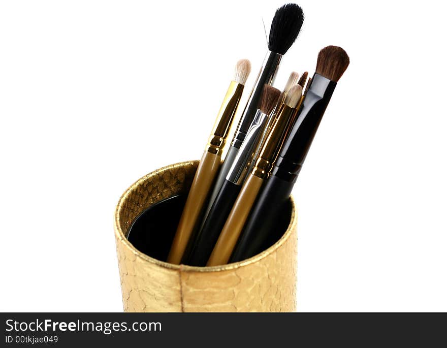 Makeup Brushes In A Container