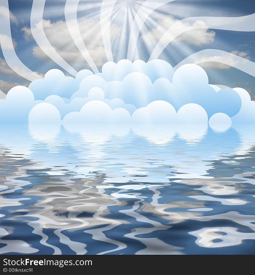 Clouds on sky with reflection in water