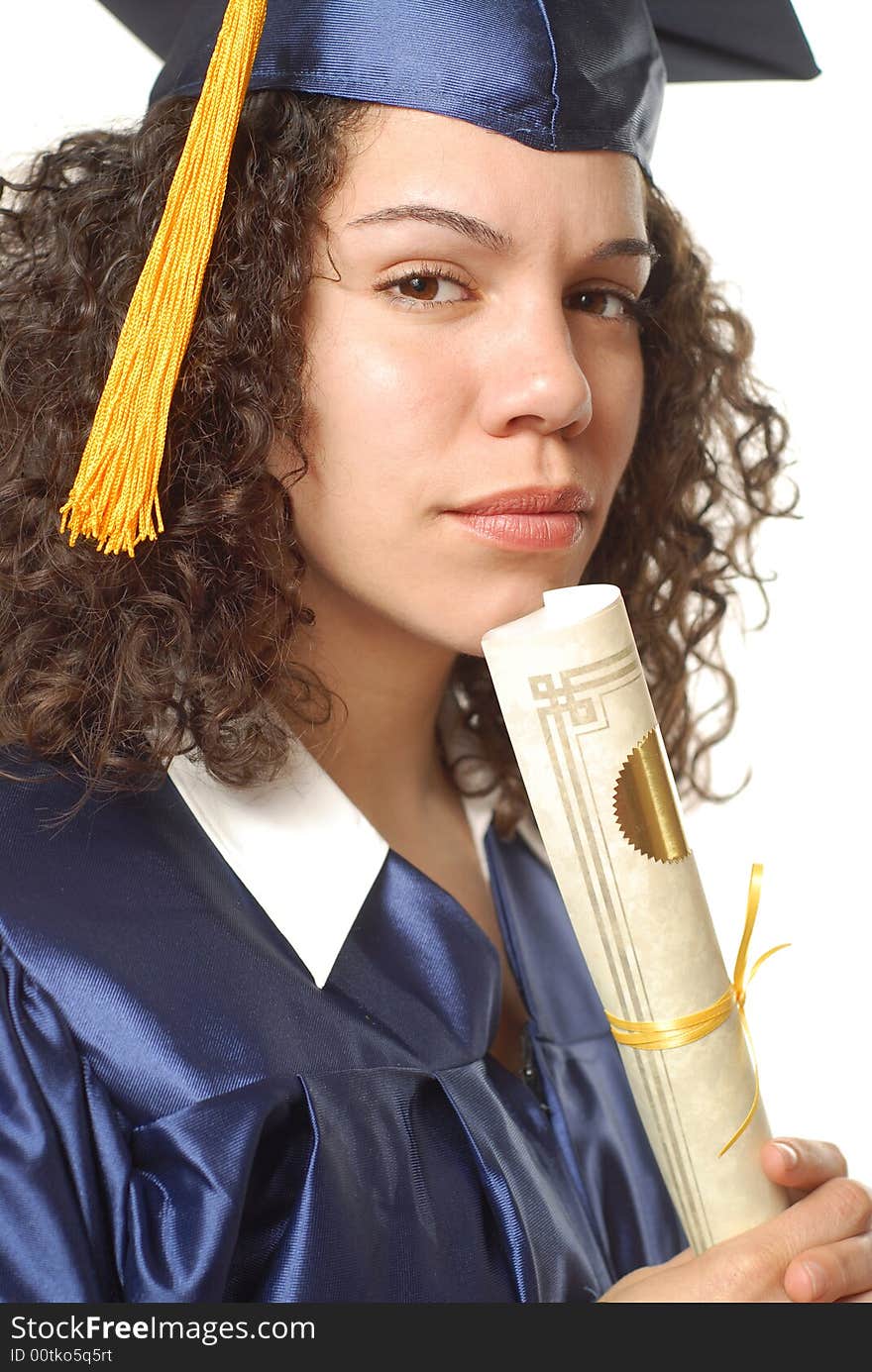 Portrait of a happy woman holding her diploma. Portrait of a happy woman holding her diploma