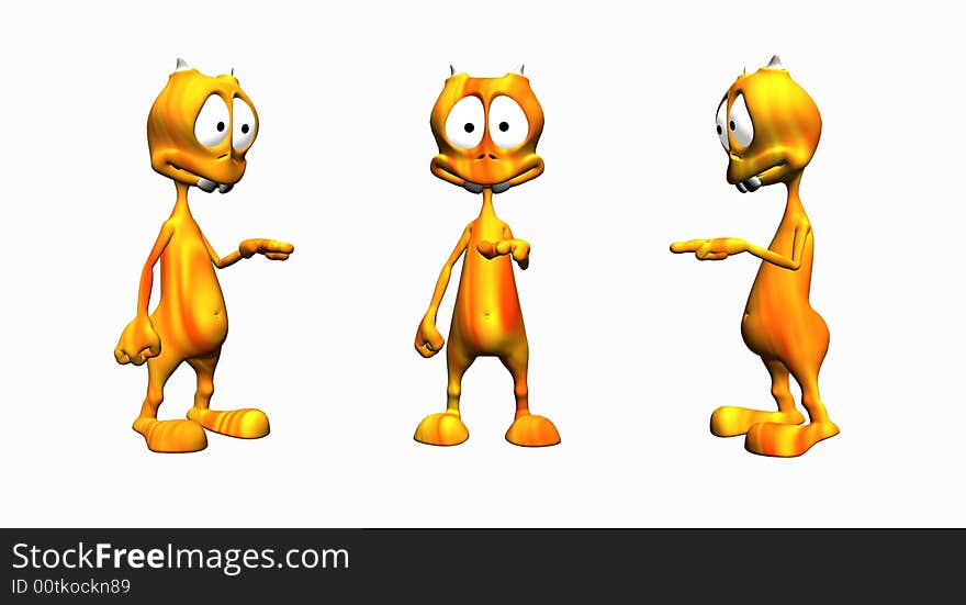 Digital render of cartoon alien