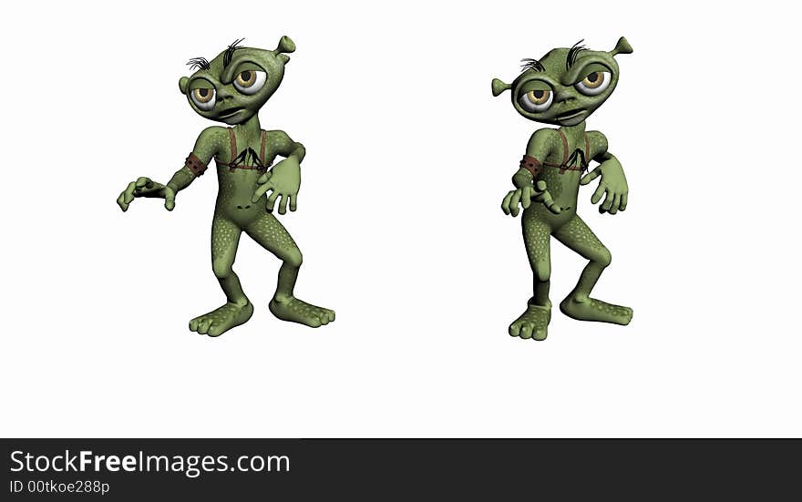 Digital render of cartoon alien