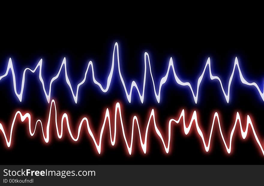 Red and blue wavy lines. Red and blue wavy lines