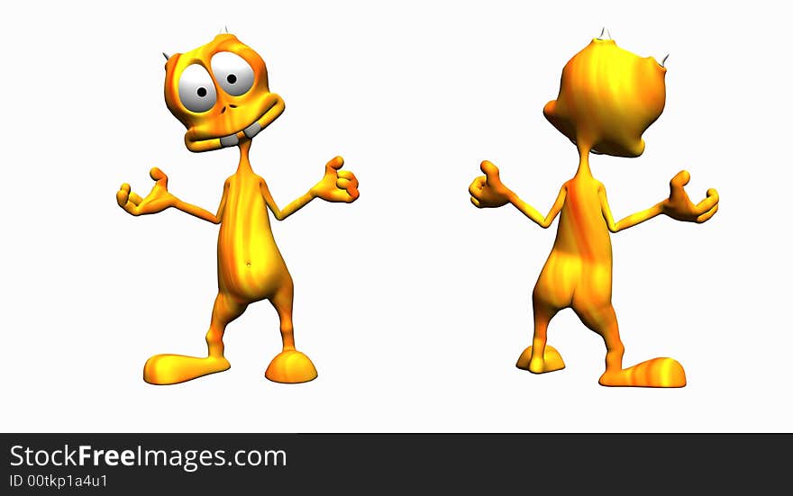 Digital render of cartoon alien