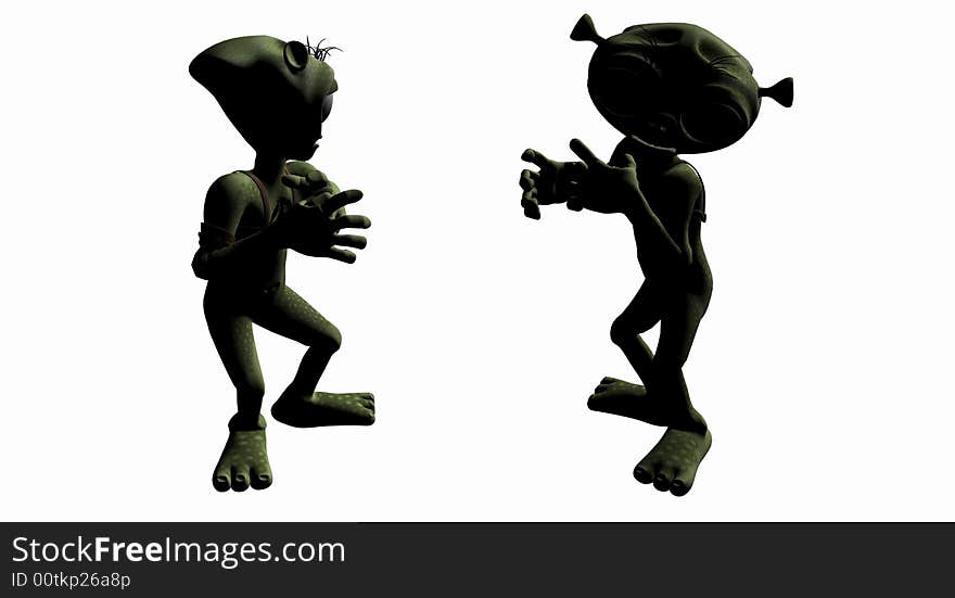 Digital render of cartoon alien