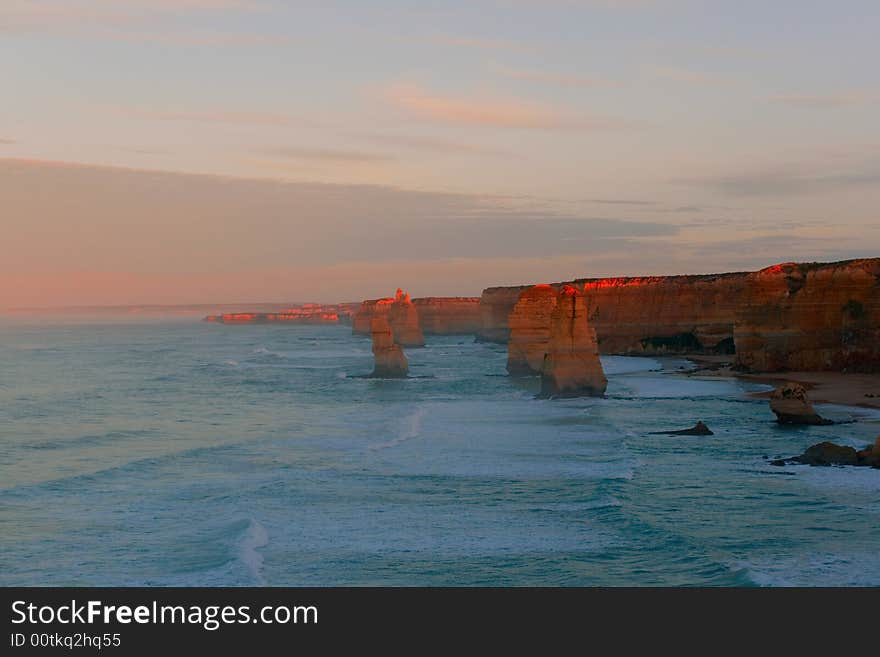 Famous rock formation - 12 apostles victoria, australia at sunset