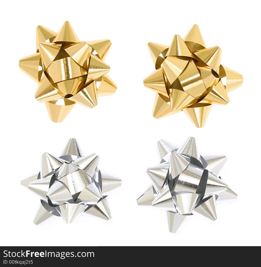 Golden and silver gift bows