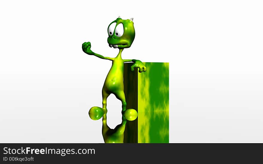 Digital render of cartoon alien