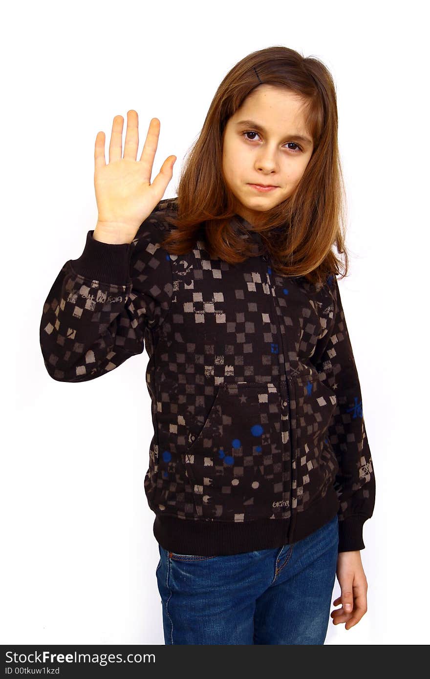 Isolated studio shoot of a beautiful girl looking