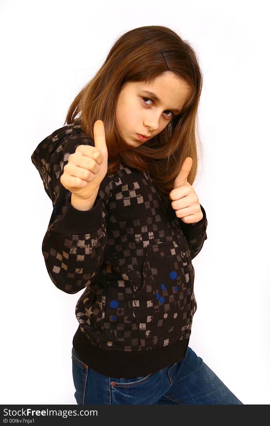 Isolated studio shoot of a beautiful girl looking