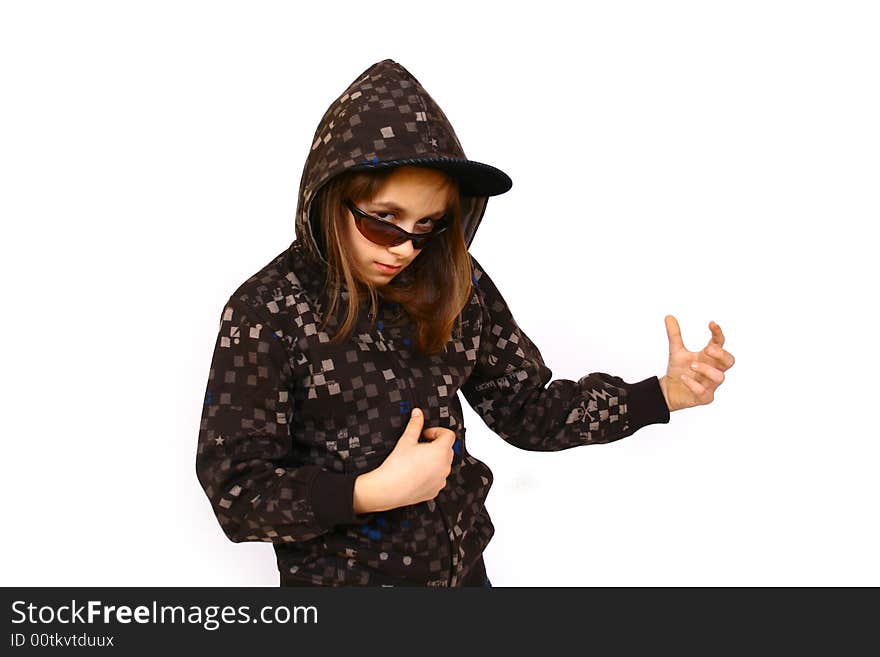 Isolated studio shoot of a beautiful girl looking