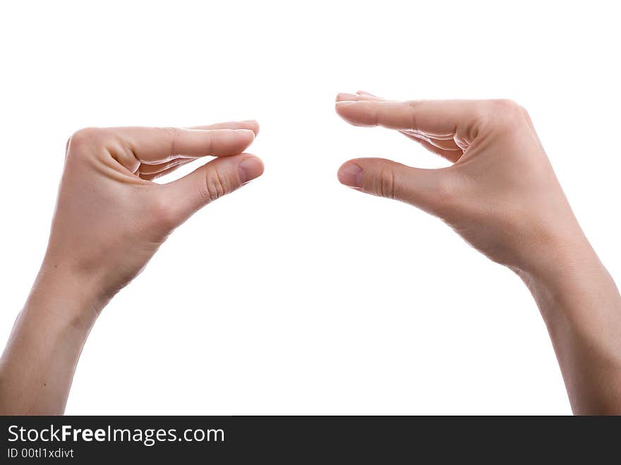 Two hands pretending to chat