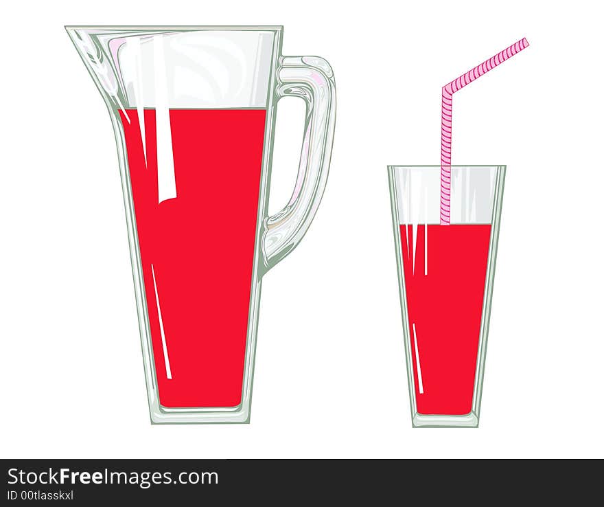 Carafe and glass with juice