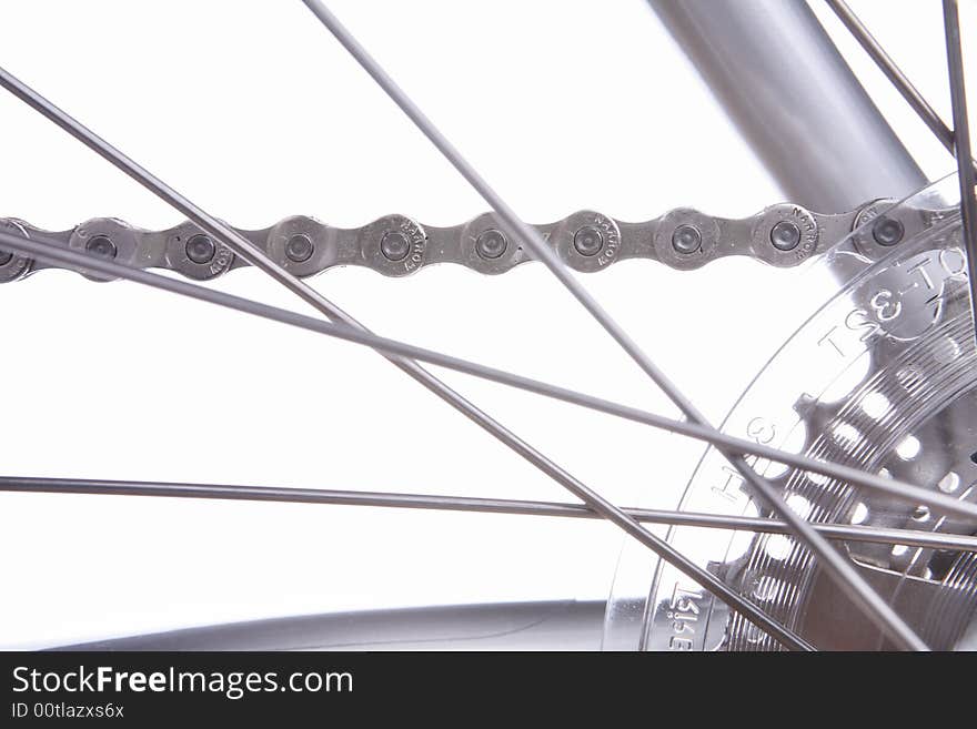 Bicycle detail on white background. Bicycle detail on white background