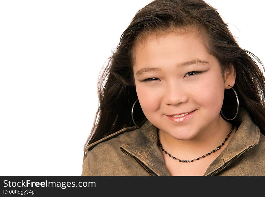 Portrait of the girl, isolated on a white background. Portrait of the girl, isolated on a white background.