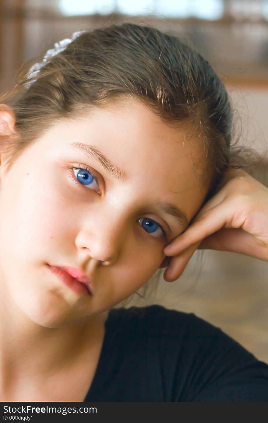 Portrait of a young teen gymnastic girl