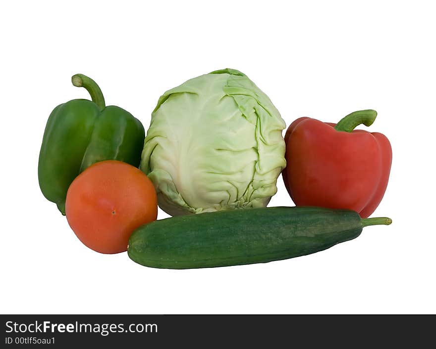 Fresh vegetables on white background