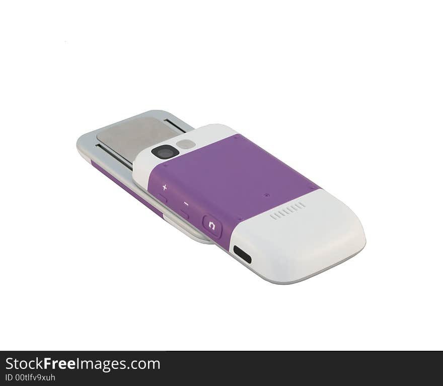 Purple cell phone isolated on white. Purple cell phone isolated on white