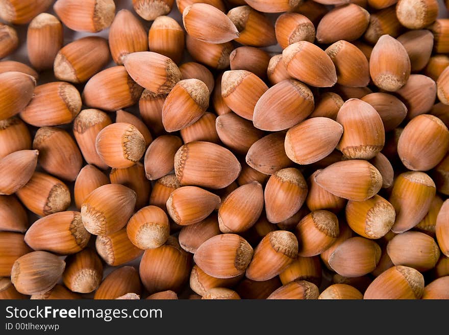 Background of hazelnuts image from above