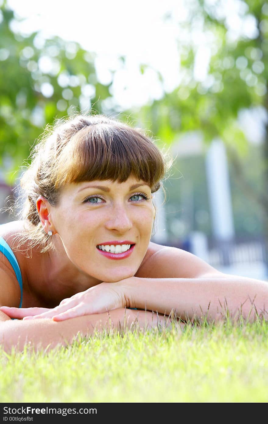 Portrait of young beautiful woman  in summer environment. Portrait of young beautiful woman  in summer environment